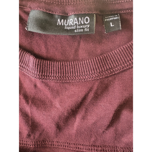 Murano Liquid Luxury Slim Fit Shirt Mens Large Maroon Long Sleeve Cotton - Picture 2 of 4